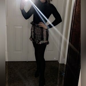 Knit Plaid Mini Skirt